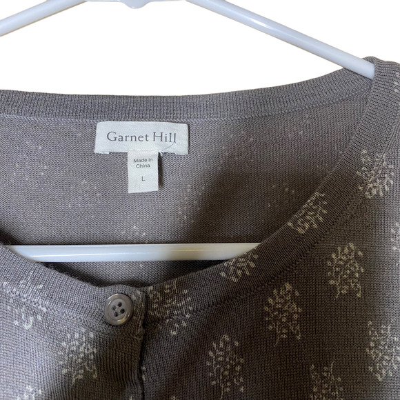 Garnet Hill Signature Eco Merino Cardigan Grey sz L - Picture 2 of 6